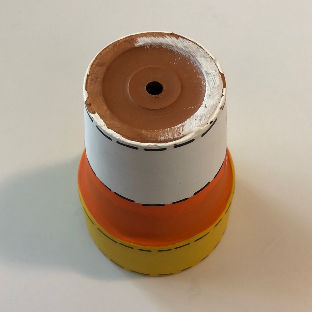 Yellow & Orange fall Halloween Flower Pot - Cute Face Design - Picture 5 of 7
